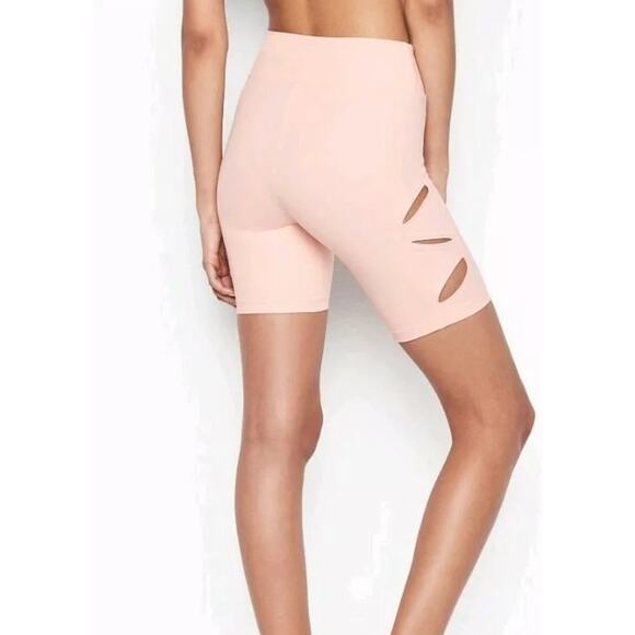 Victoria Secret Sport Cut Out Bike Shorts Size Small Euphoria Pink Active Gym - Picture 11 of 11
